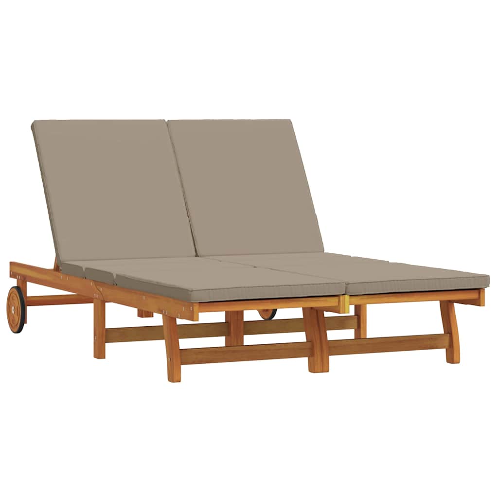 Sun Lounger Reclining Brown 125 x 200 x 84cm Solid Acacia wood